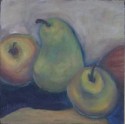 Green Pears with Apples<br>10 x 10<br>Oil on Canvas<br>2009